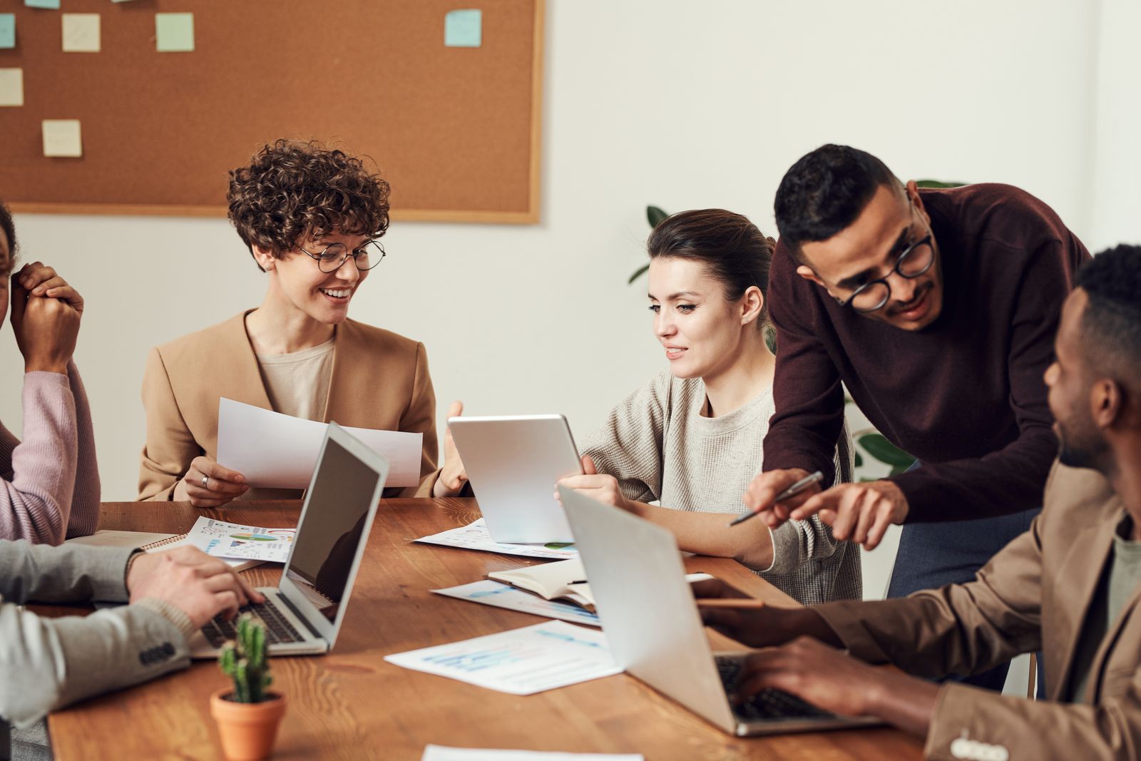 A team working together around a table